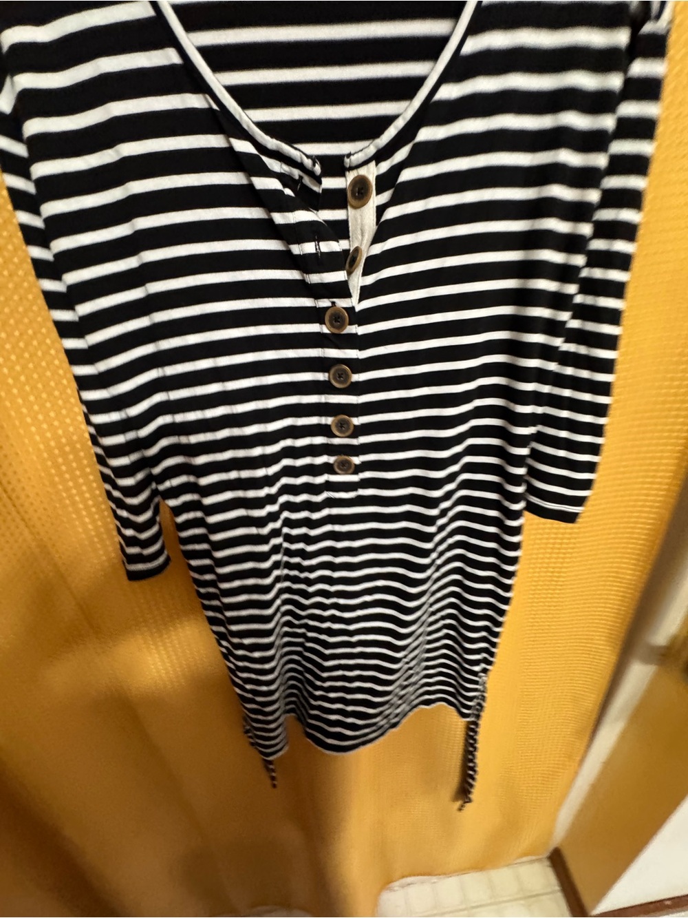 Sanctuary Black and White Striped Henley Top